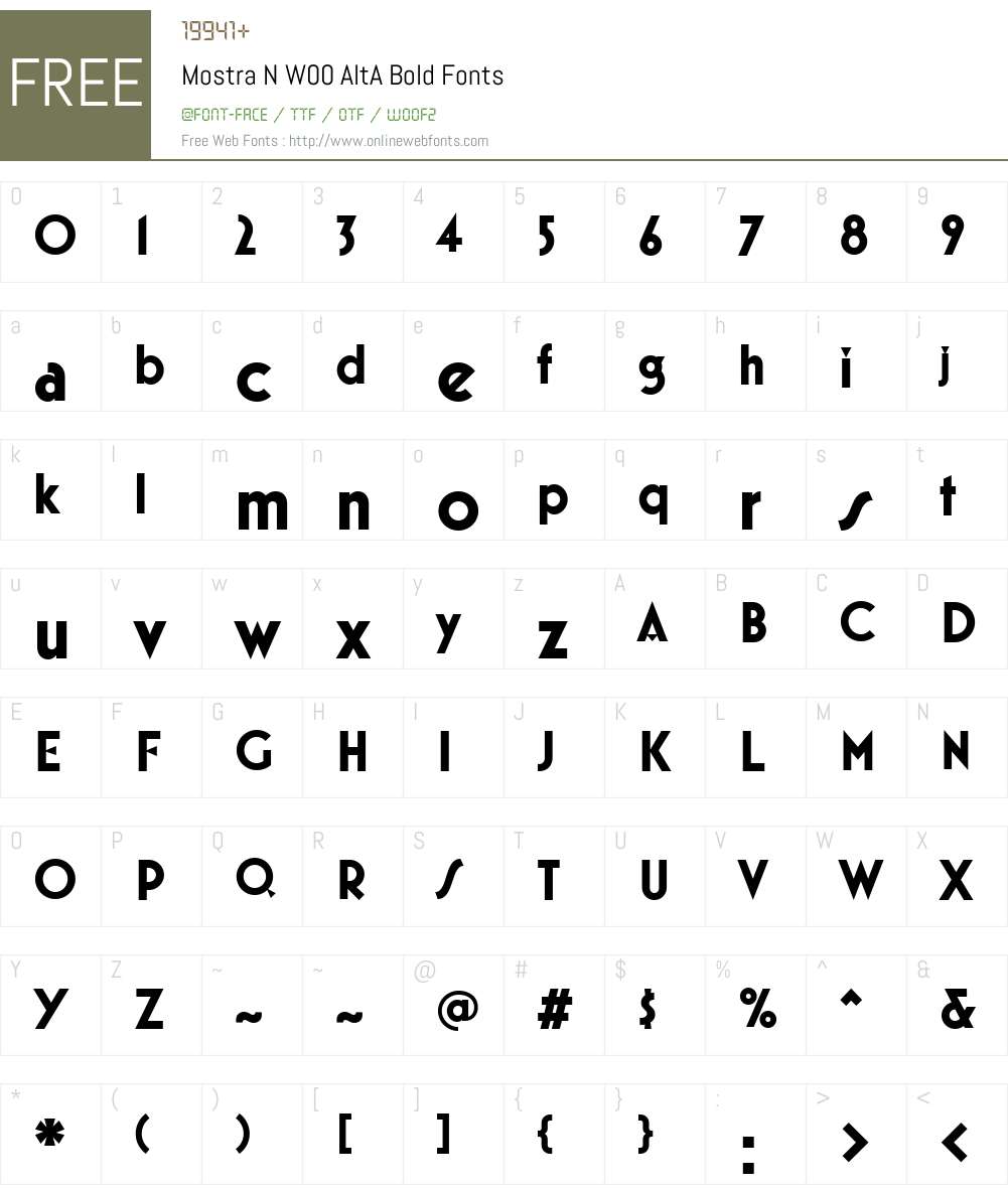 MostraNW00-AltABold Font Screenshots