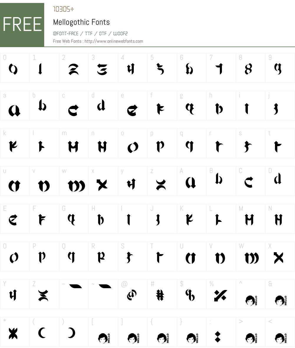 Mellogothic Font Screenshots