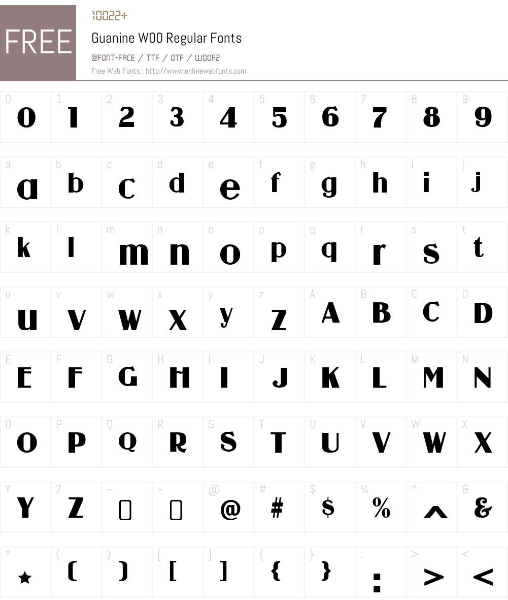 GuanineW00-Regular Font Screenshots