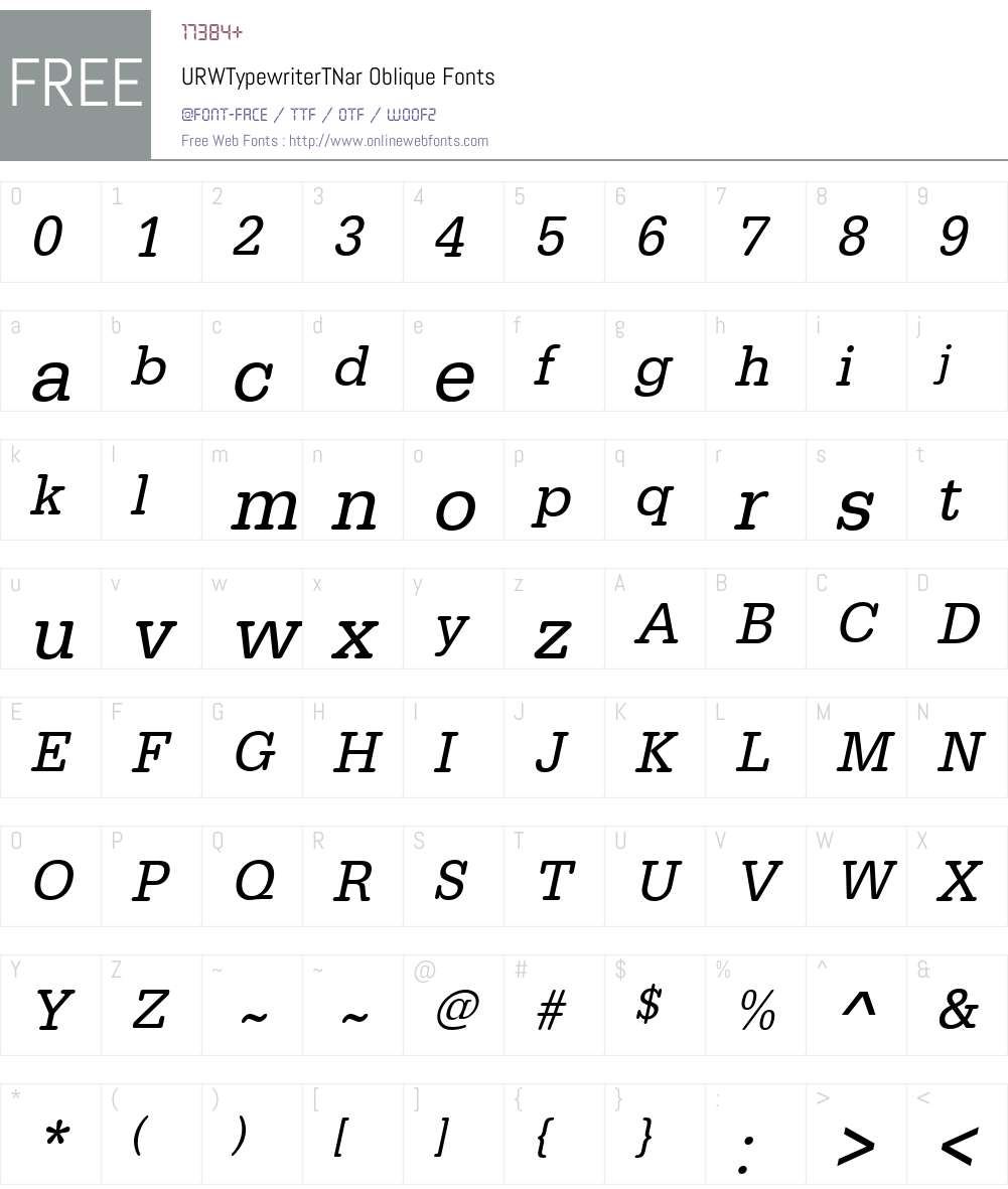 URWTypewriterTNar Font Screenshots