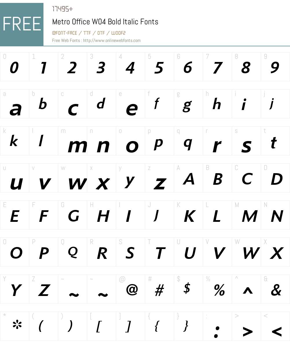 Metro Office Font Screenshots