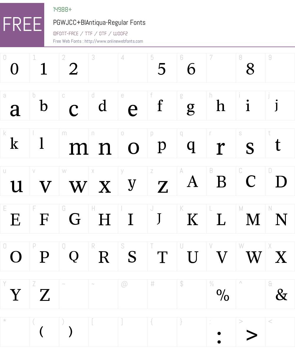 PGWJCC+BIAntiqua-Regular Font Screenshots