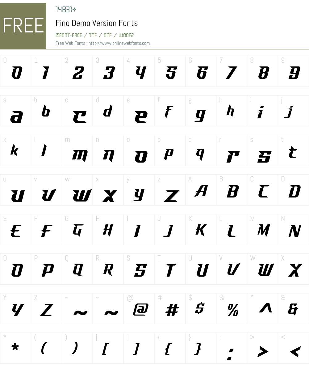 Fino Demo Version 1.20;October 23, 2019;FontCreator 12.0.0.2535 64-bit ...