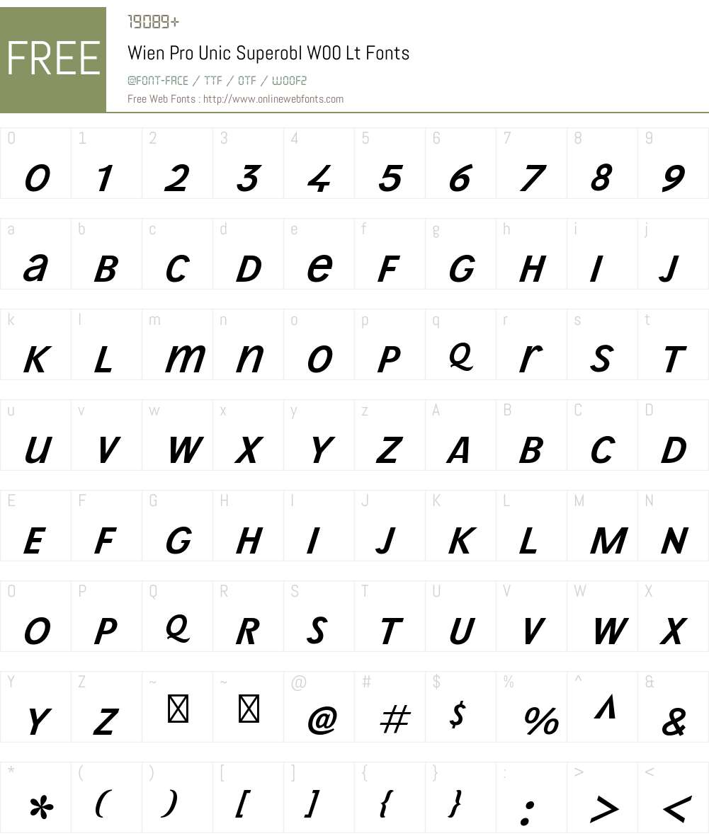 WienProUnicSuperoblW00-Lt Font Screenshots