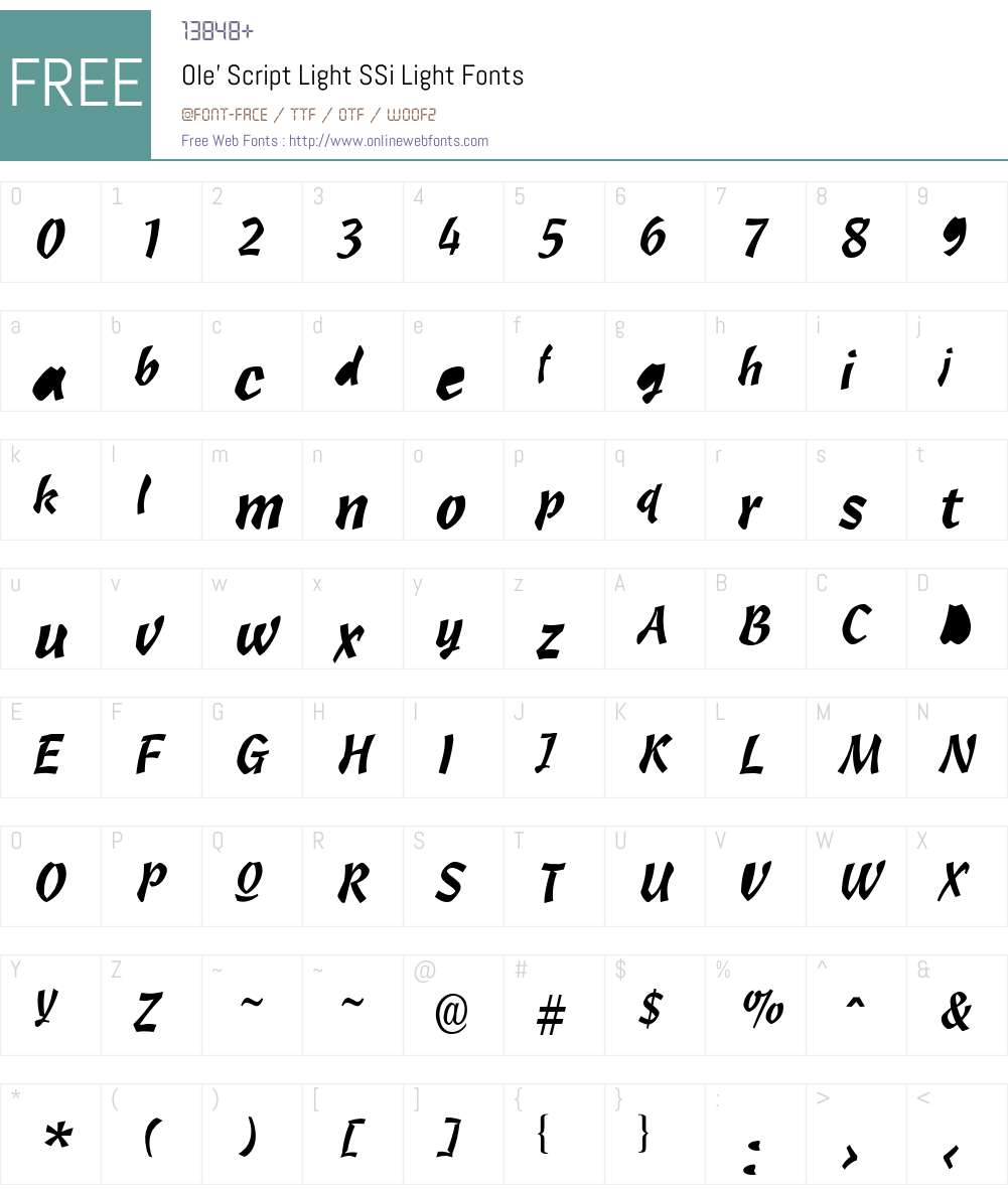 Ole' Script Light SSi Font Screenshots