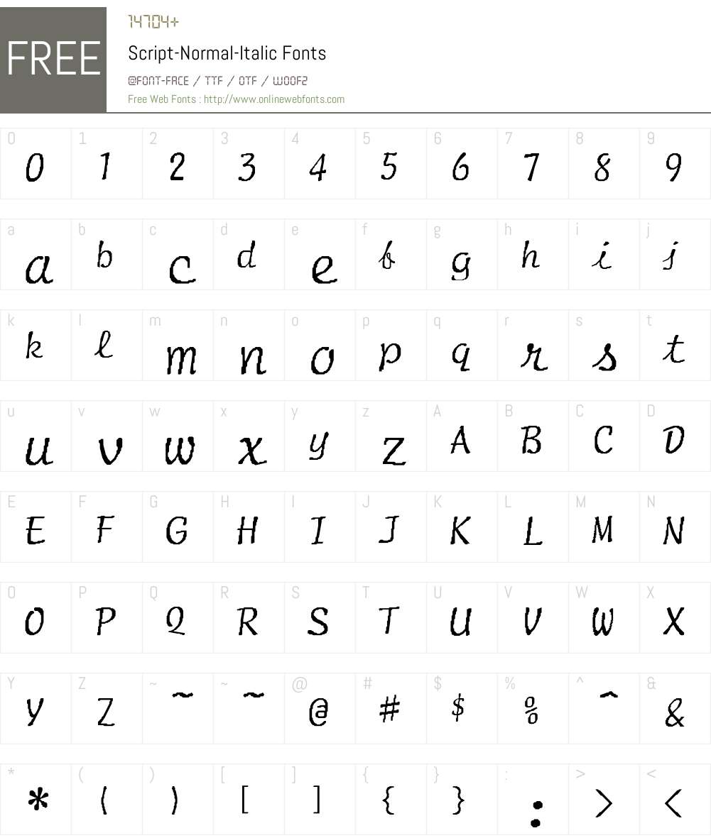 Script-Normal-Italic Font Screenshots