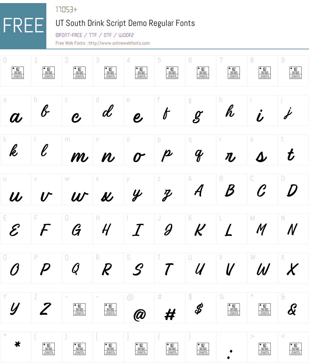 UT South Drink Script Demo 1.000;August 27, 2024;FontCreator 15.0.0 ...