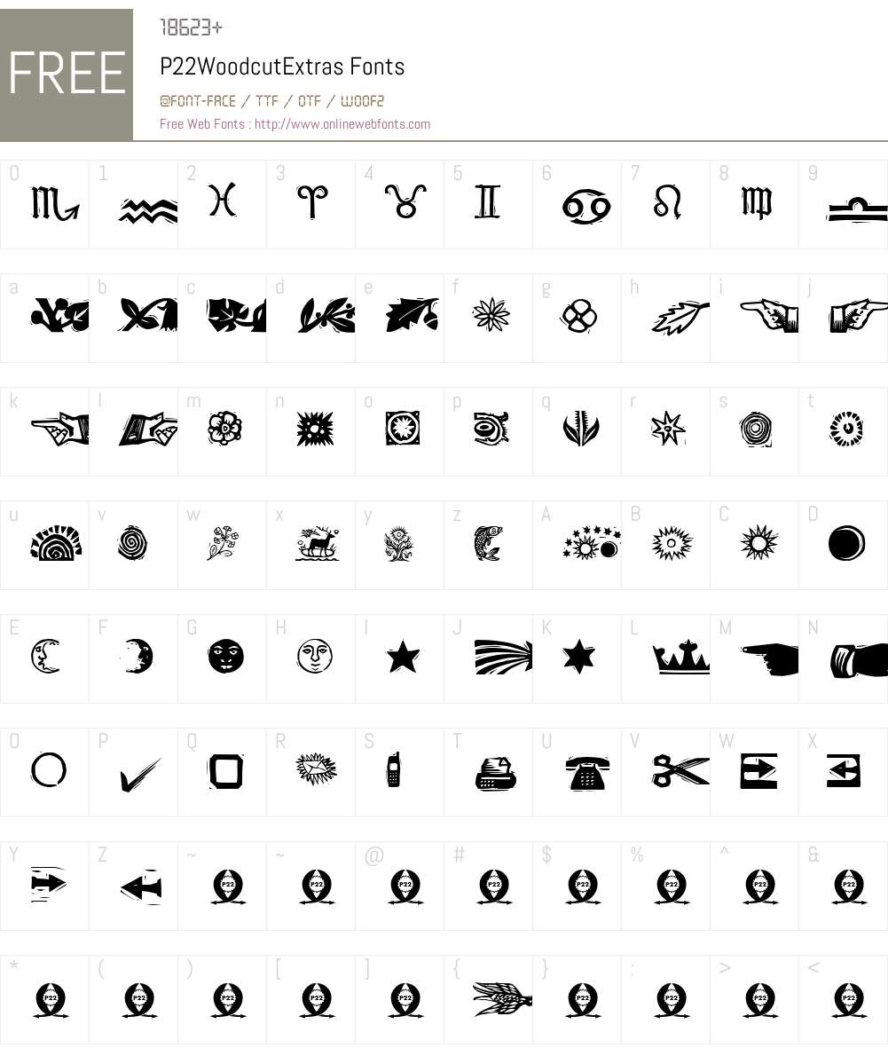 P22WoodcutExtras Font Screenshots