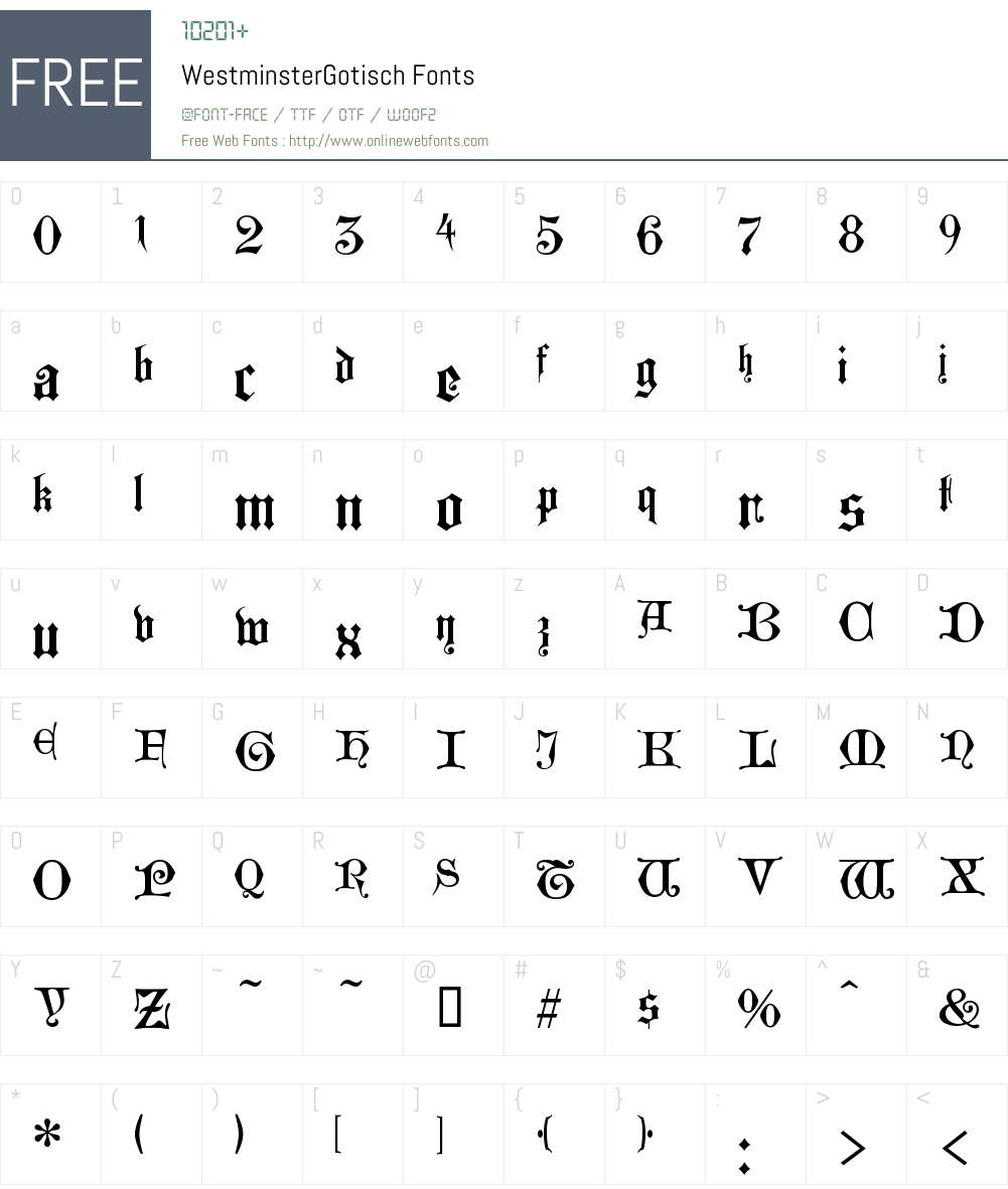 WestminsterGotisch Font Screenshots