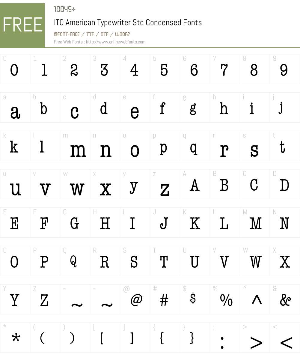 ITC American Typewriter Std Font Screenshots