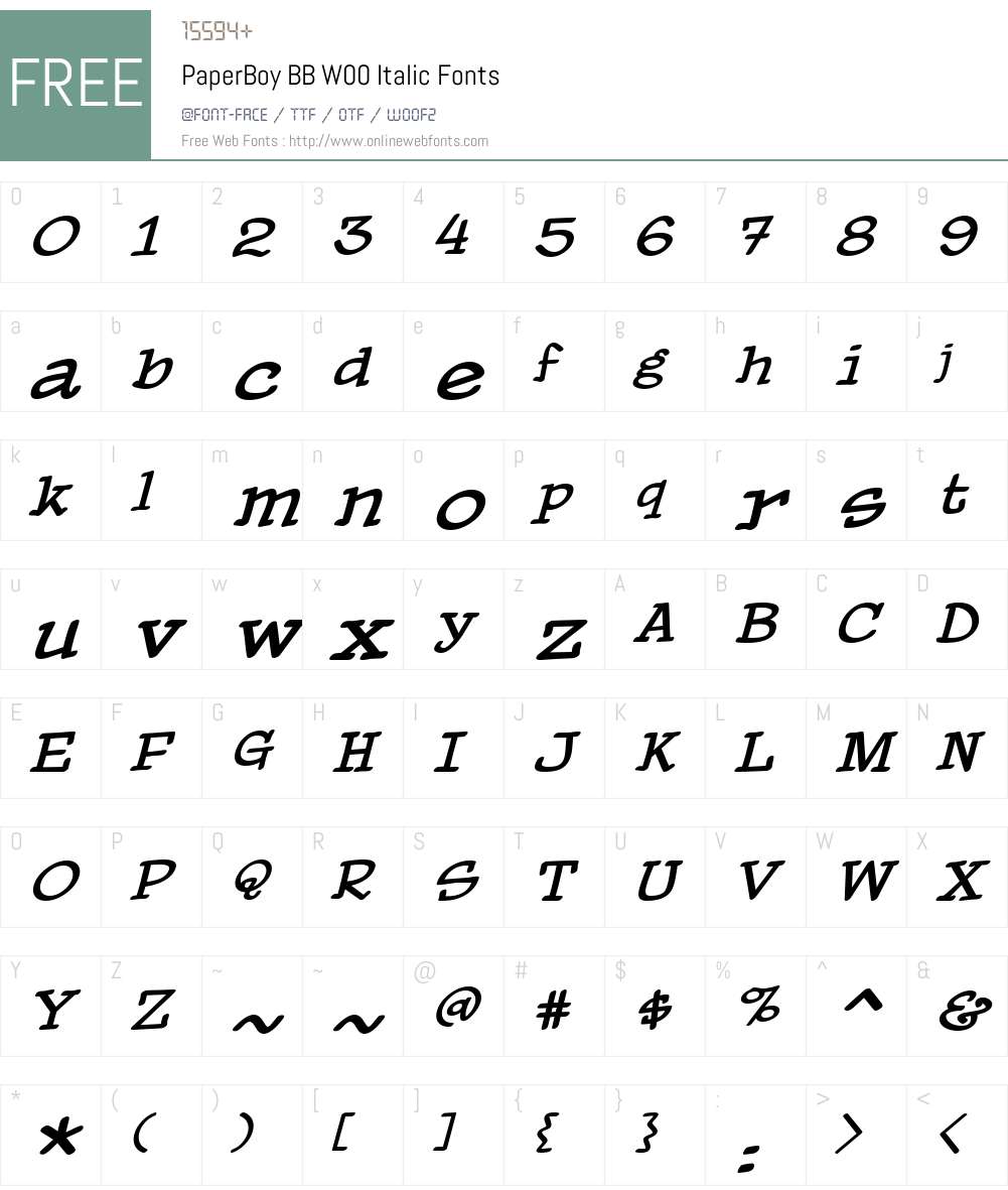 PaperBoy BB Font Screenshots