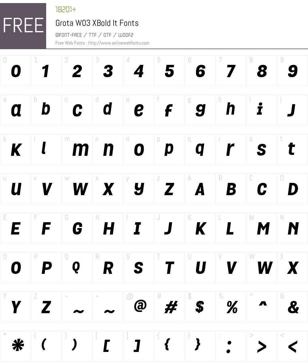 GrotaW03-XBoldIt Font Screenshots