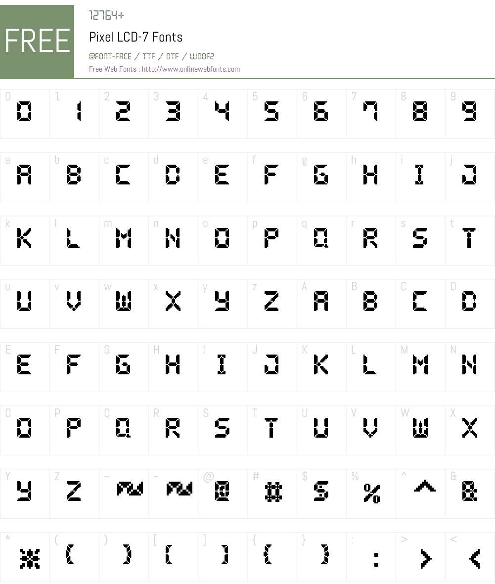 Pixel LCD7 Font Screenshots