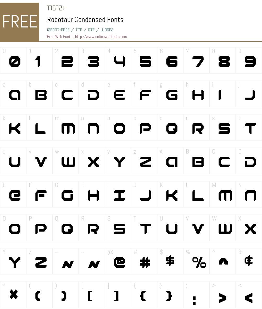 Robotaur Condensed Font Screenshots