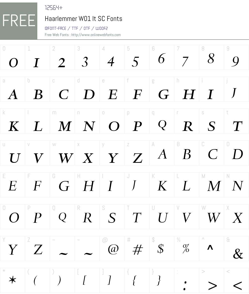 HaarlemmerW01-ItSC Font Screenshots