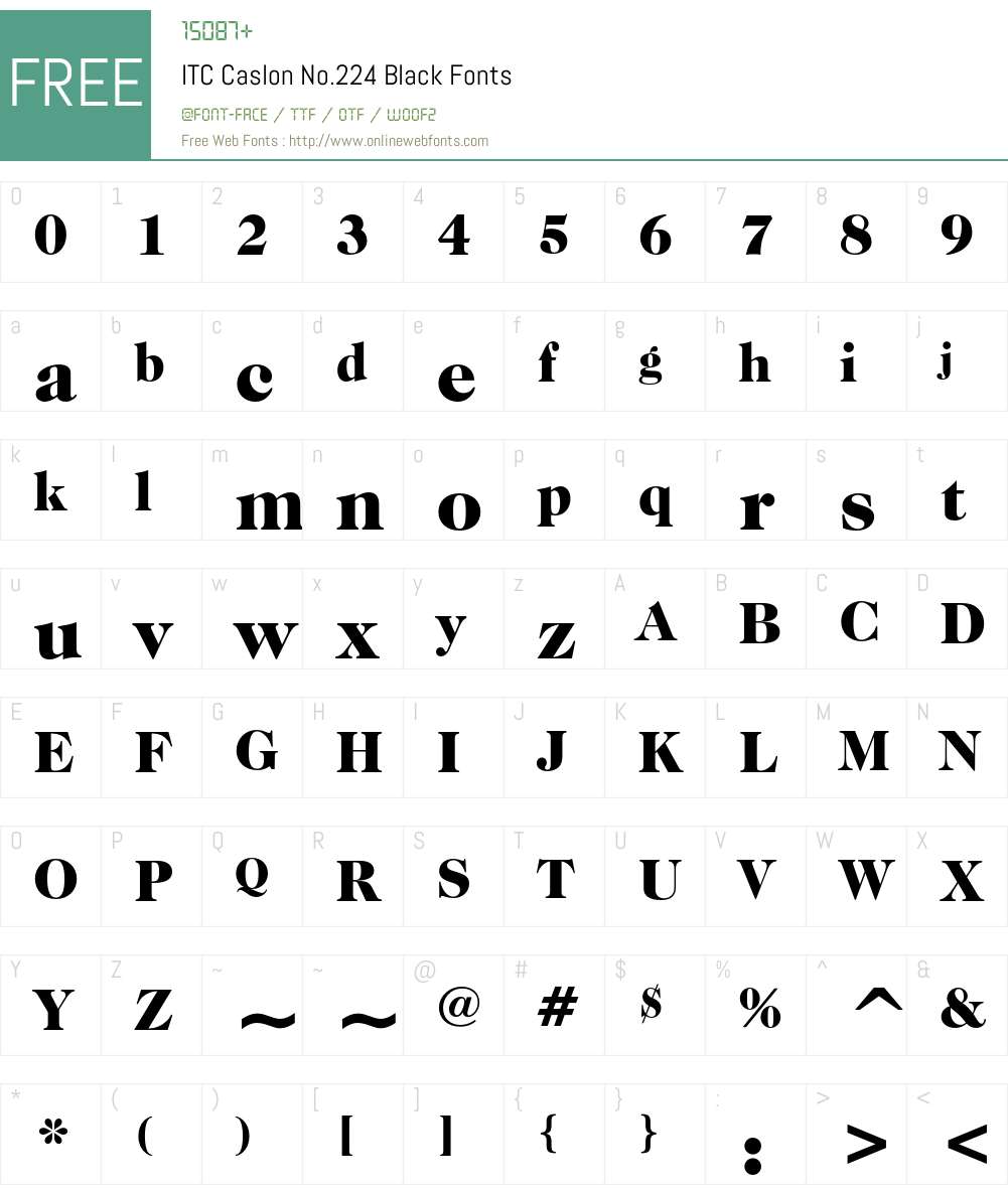ITC Caslon No.224 Font Screenshots