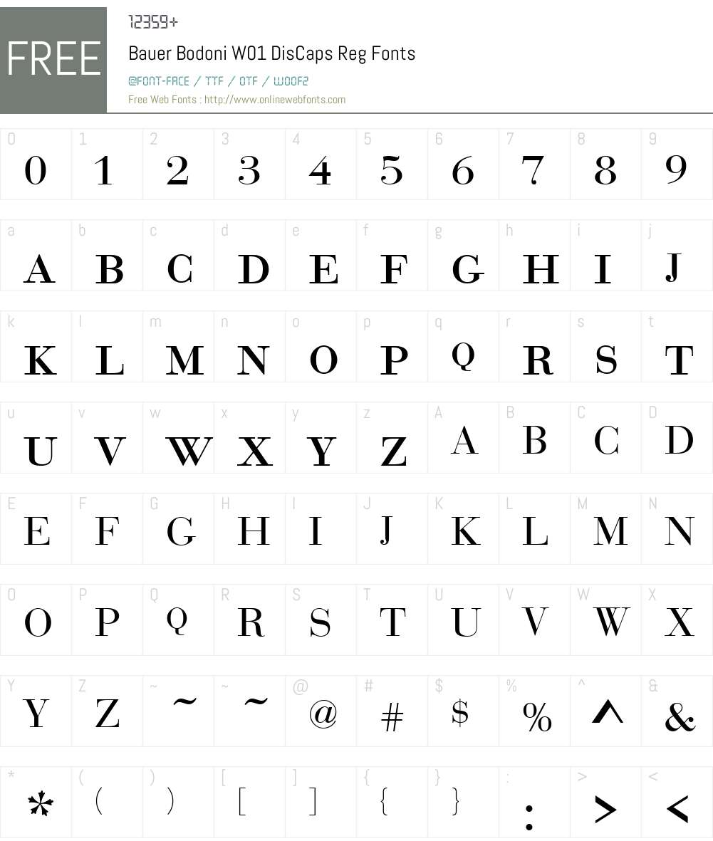 BauerBodoniW01-DisCapsReg Font Screenshots