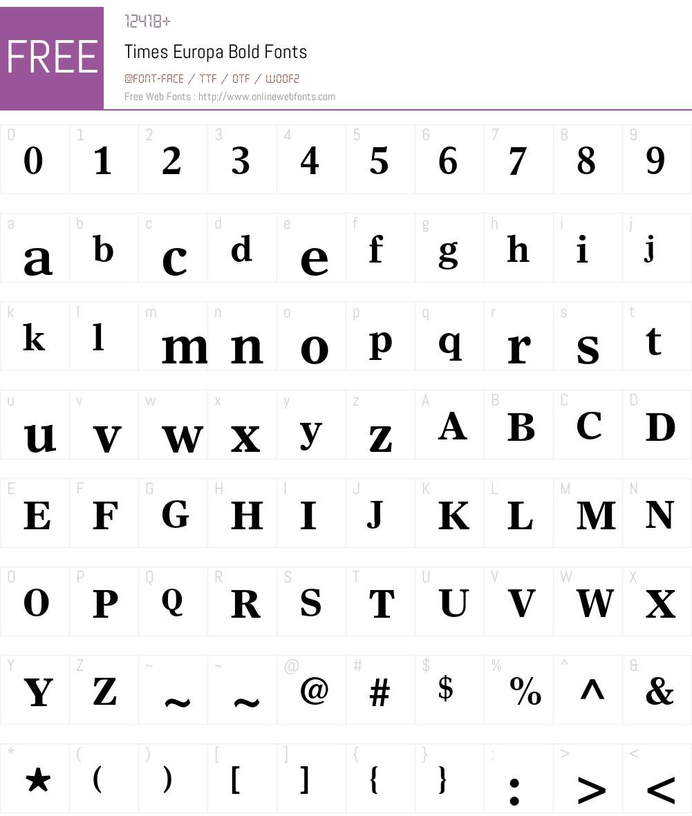 Times Europa Font Screenshots