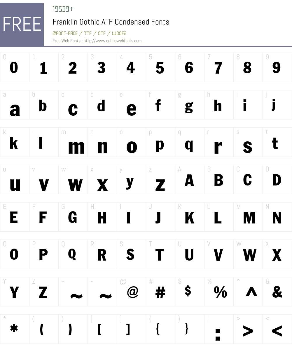 FranklinATFCondensedBQ Font Screenshots