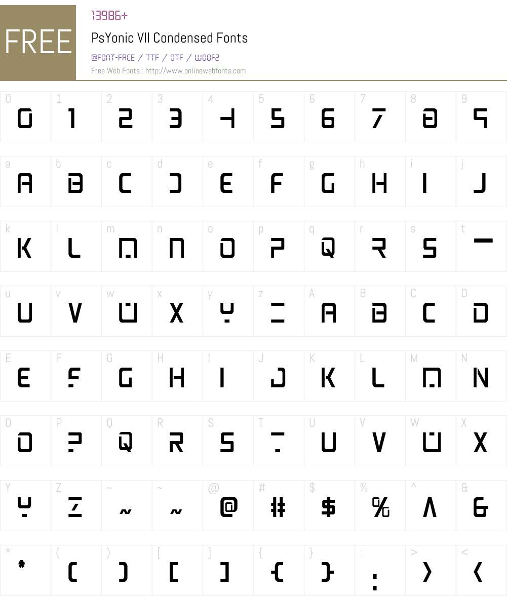 PsYonic VII Condensed Font Screenshots