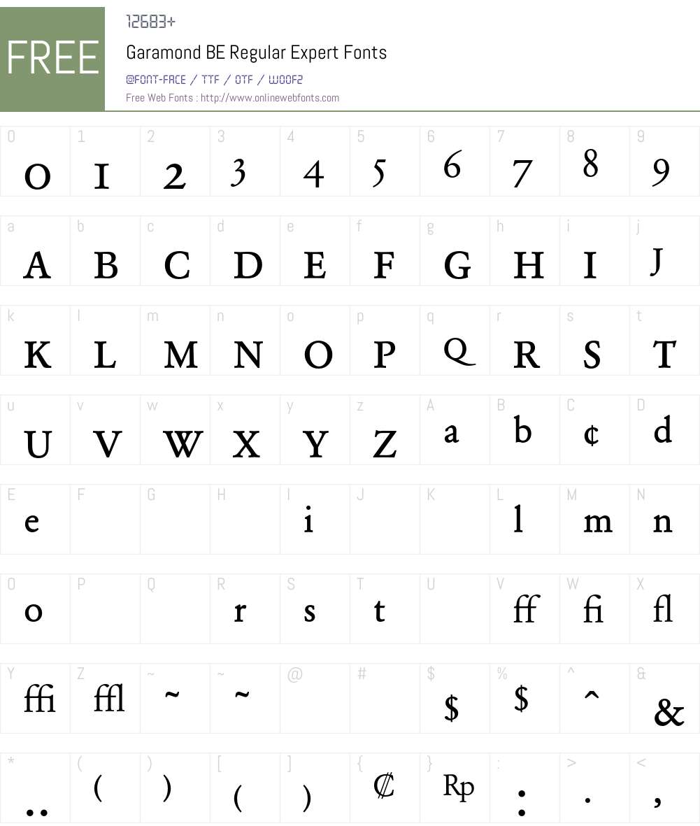 Garamond BE Font Screenshots