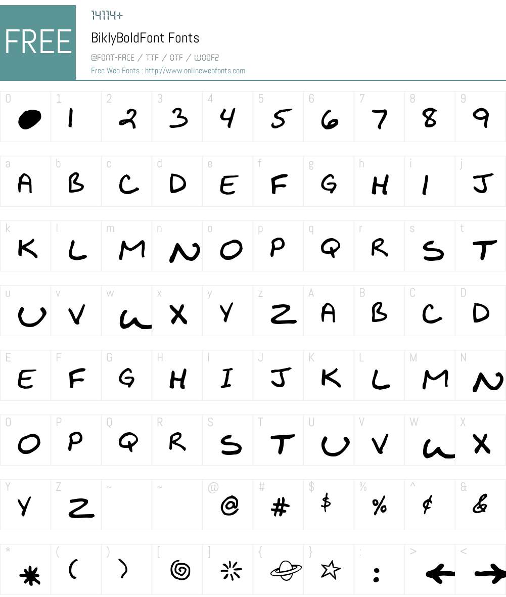 BiklyBoldFont Font Screenshots