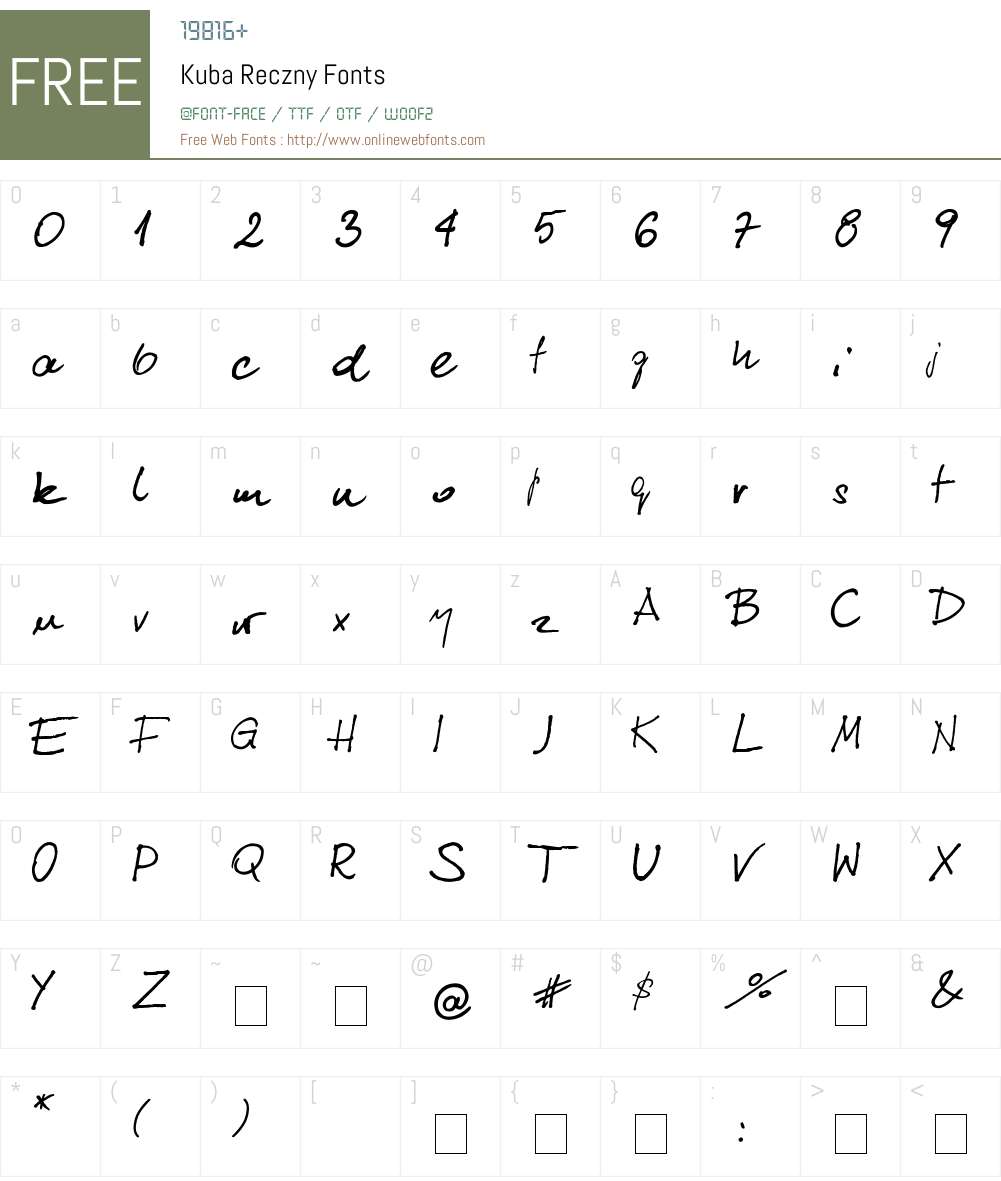 Kuba Reczny Font Screenshots