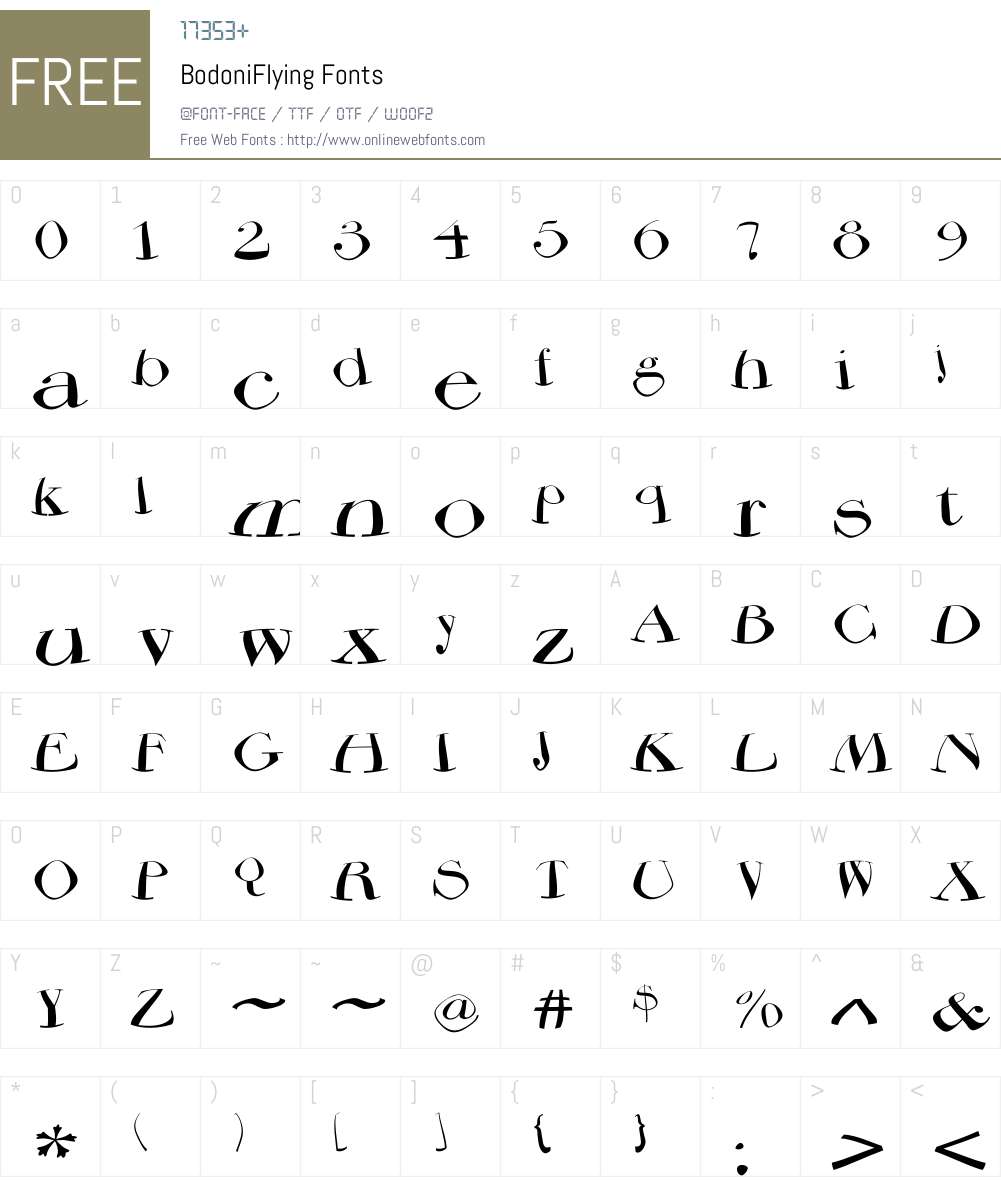 BodoniFlying Font Screenshots