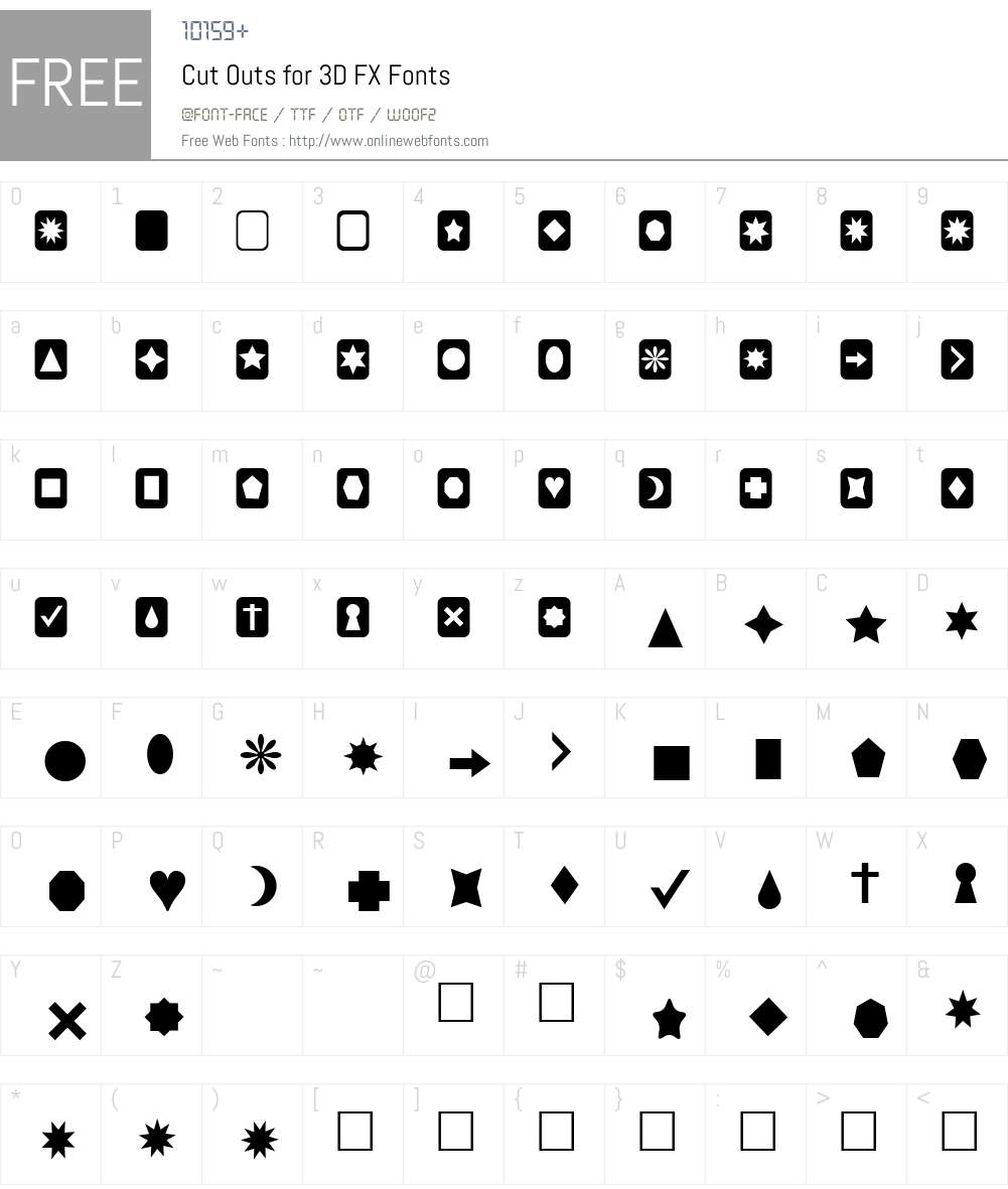 Cut Outs for 3D FX Font Screenshots