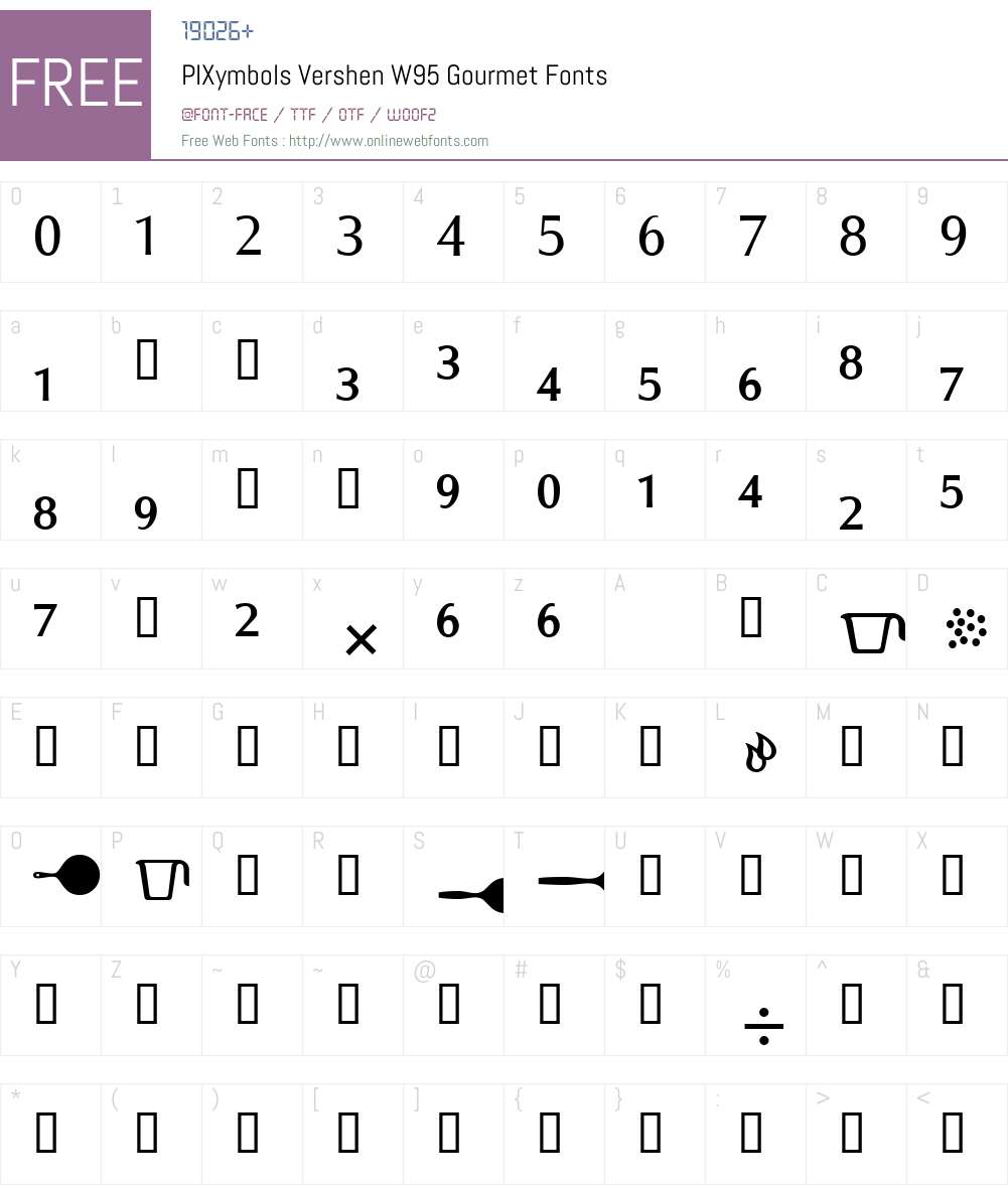 PIXymbolsVershenW95-Gourmet Font Screenshots