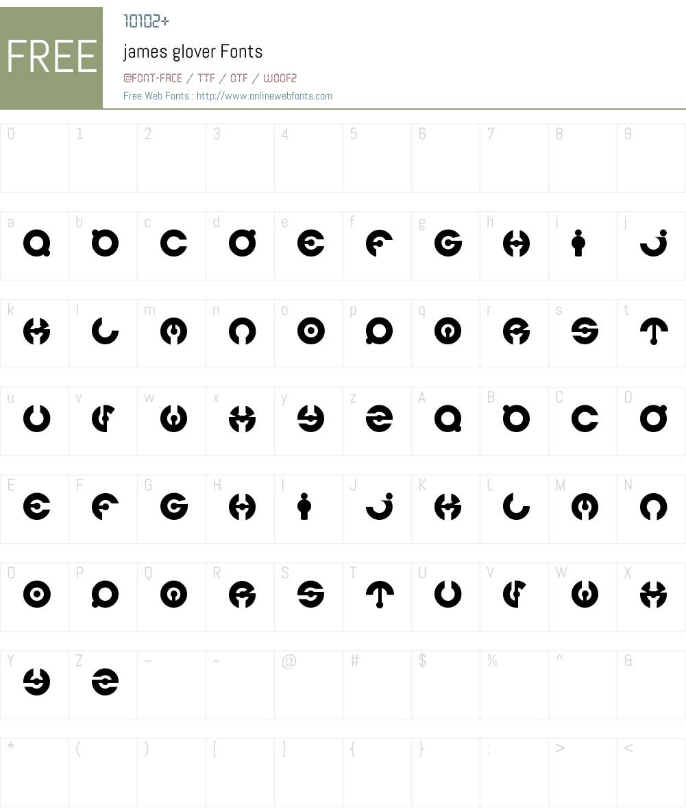 james glover Font Screenshots