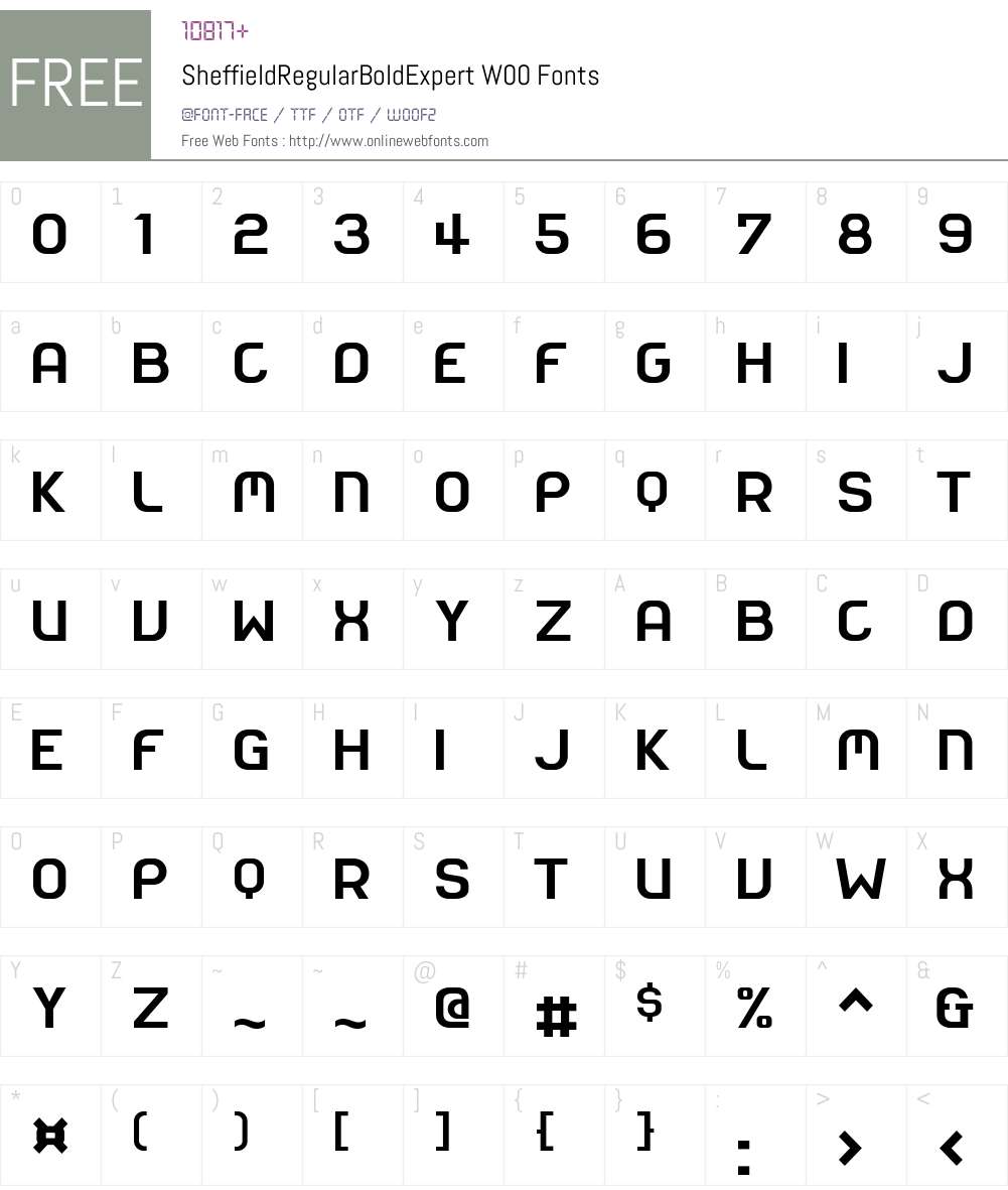 SheffieldRegularBoldExpert Font Screenshots