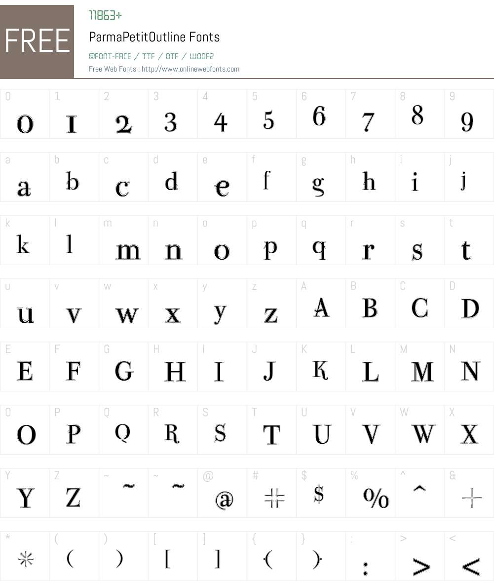 ParmaPetitOutline Font Screenshots