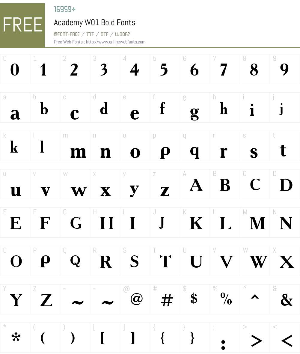 AcademyW01-Bold Font Screenshots