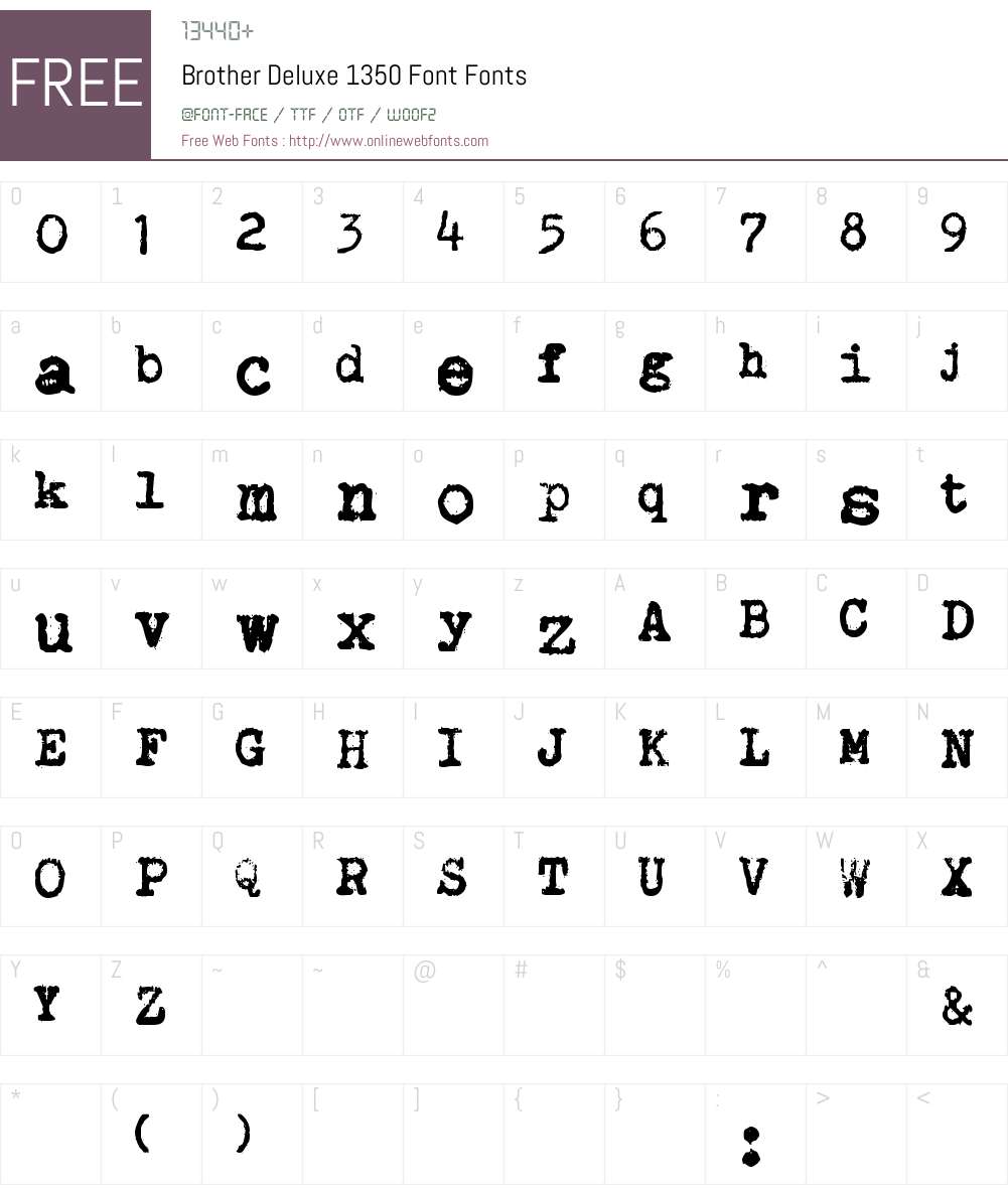 Brother Deluxe 1350 Font Font Screenshots