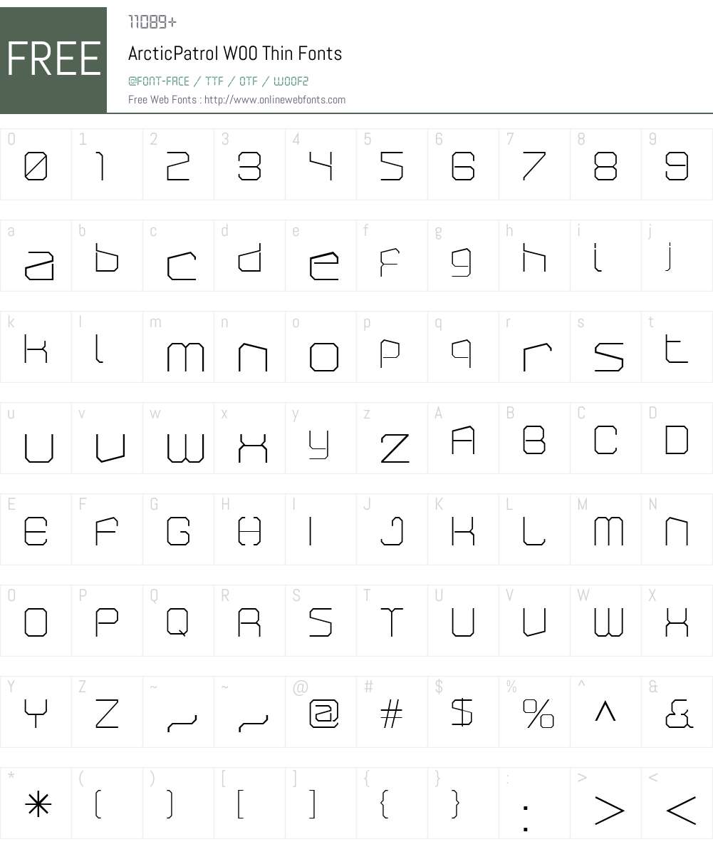 ArcticPatrolW00-Thin Font Screenshots