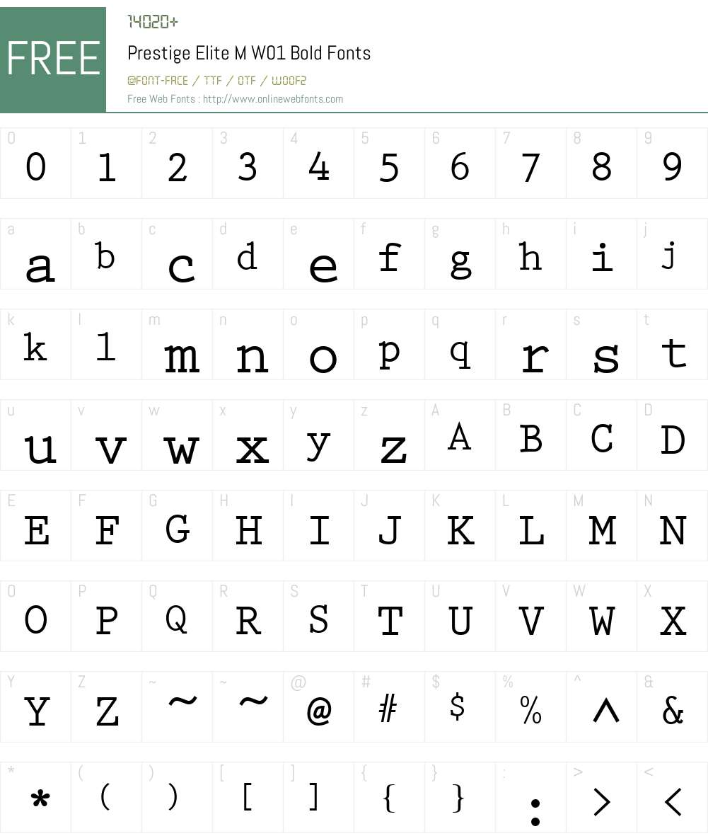 PrestigeEliteMW01-Bold Font Screenshots