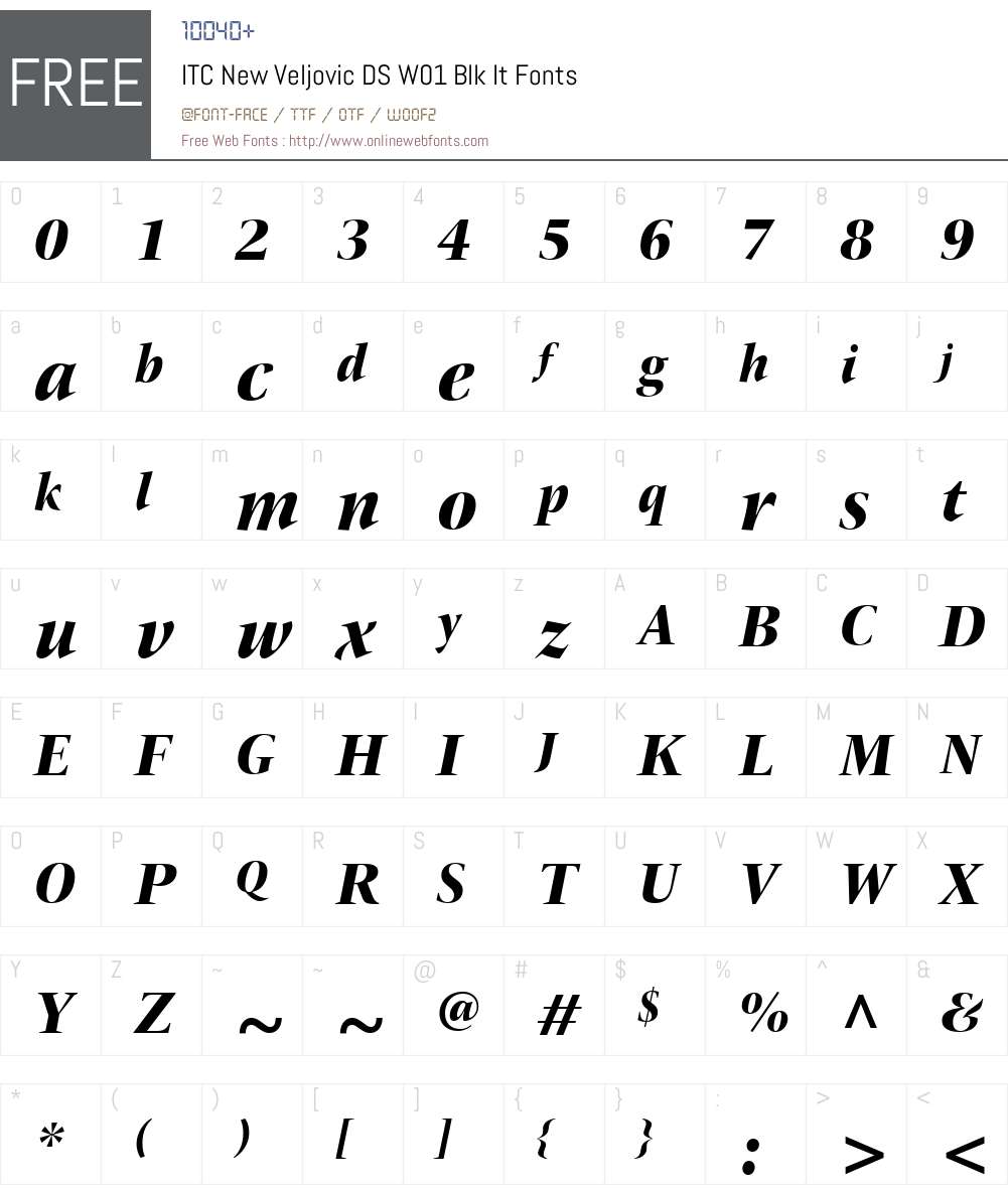 ITCNewVeljovicDSW01-BlackIt Font Screenshots