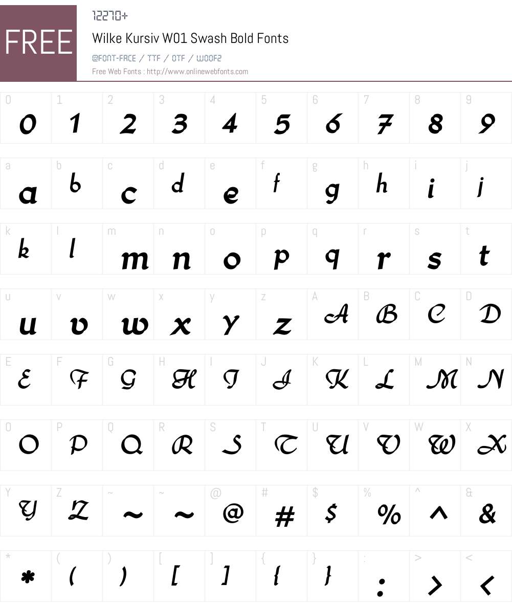 WilkeKursivW01-SwashBold Font Screenshots