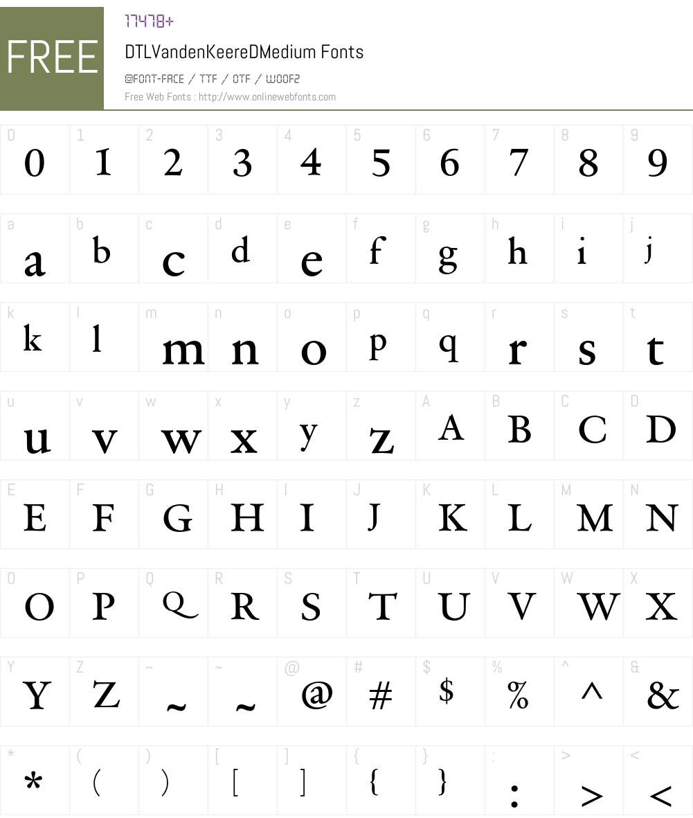 DTLVandenKeereDMedium Font Screenshots