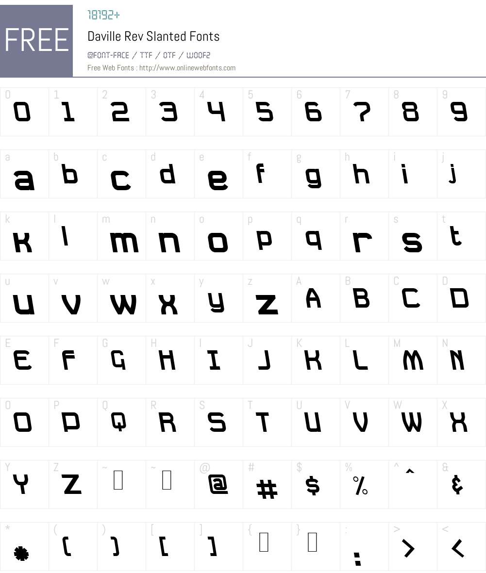 Daville Rev Slanted Font Screenshots