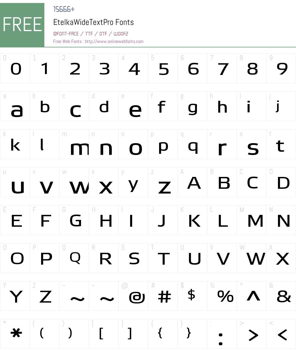Etelka Wide Text Pro Font Screenshots