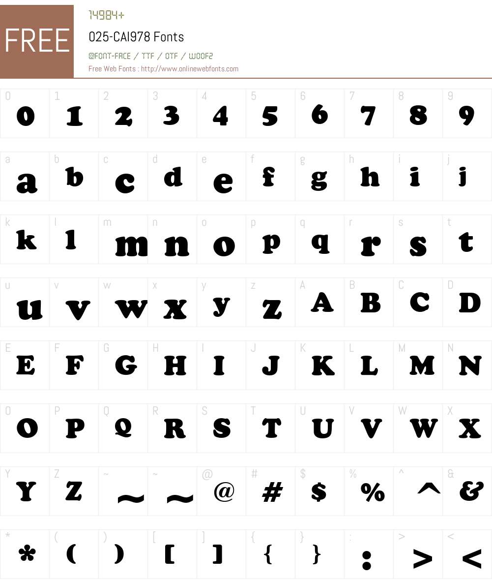 025-CAI978 Font Screenshots