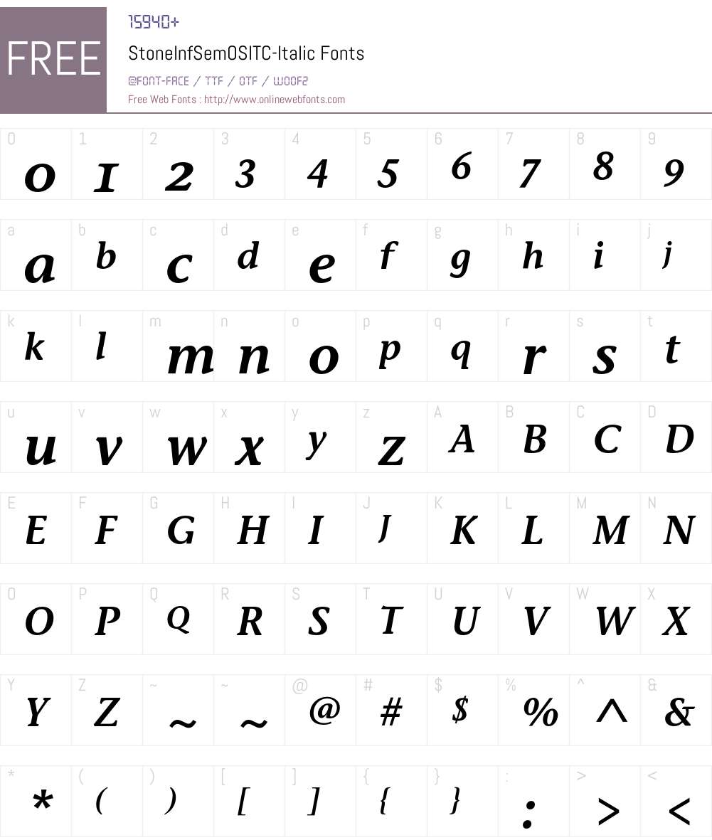 StoneInfSemOSITC Font Screenshots