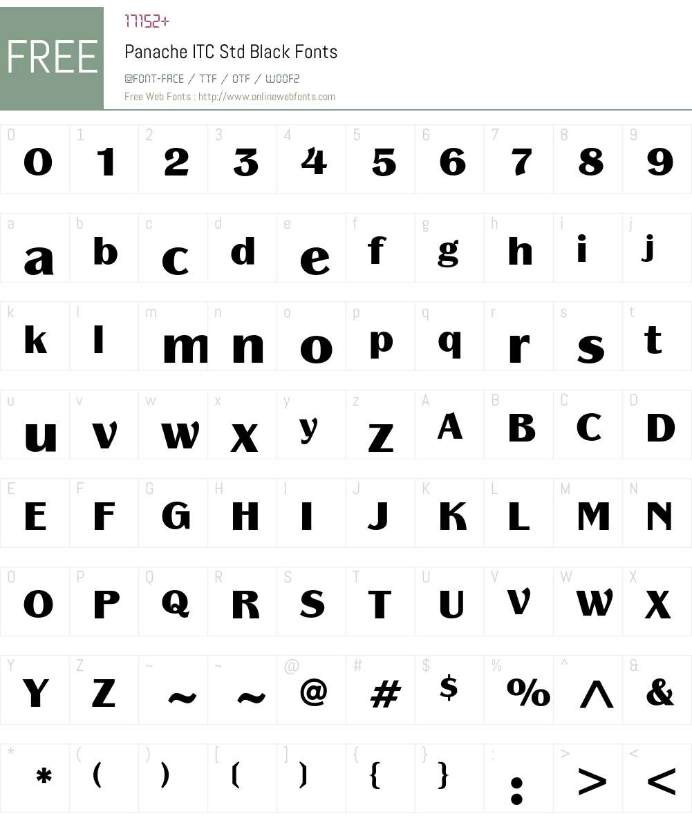 Panache ITC Std Font Screenshots