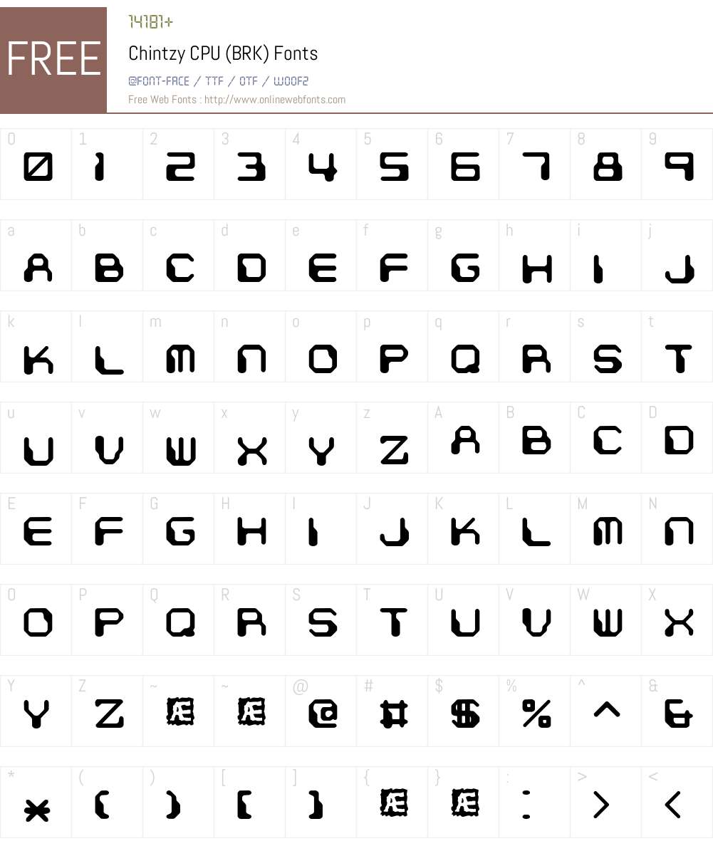 Chintzy CPU (BRK) Font Screenshots