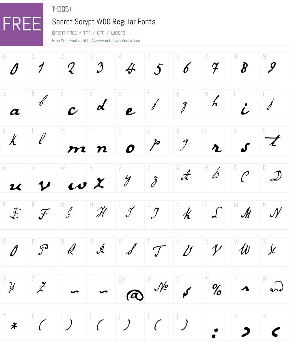 SecretScryptW00-Regular Font Screenshots