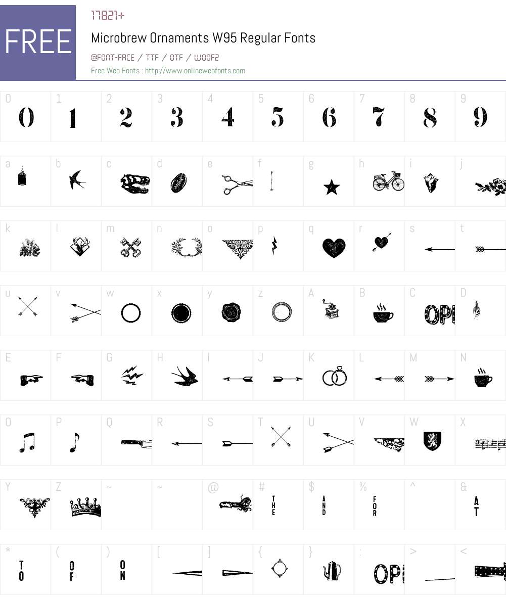 MicrobrewOrnamentsW95-Rg Font Screenshots
