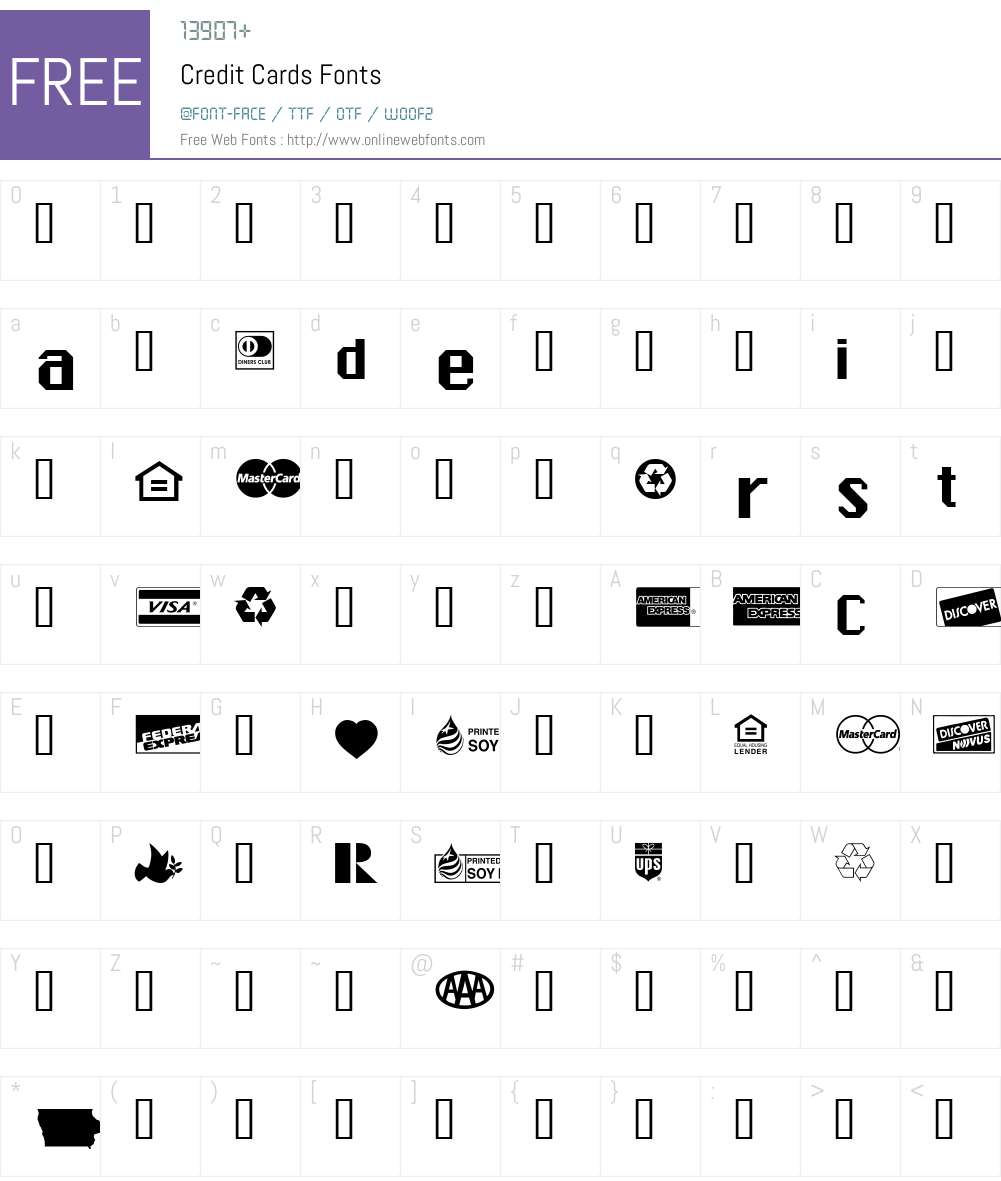 Credit Cards Font Screenshots