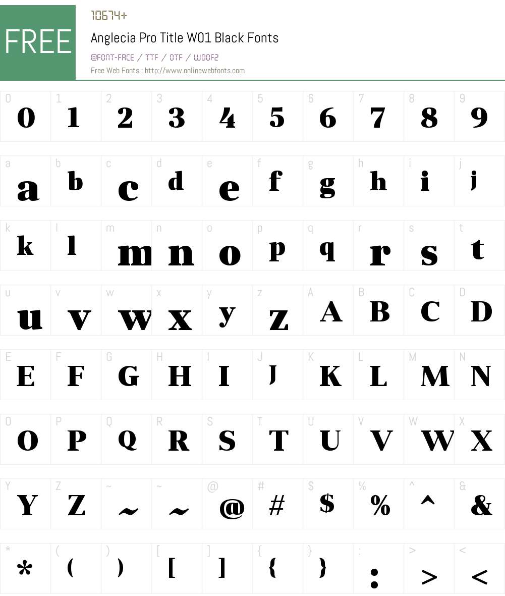 AngleciaProTitleW01-Black Font Screenshots